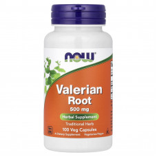 Корінь Валеріани, Valerian Root, Now Foods, 100 вегетаріанських капсул (500 мг на капсулу)