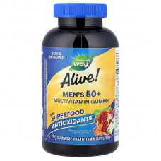Мультивітаміни для чоловіків віком від 50 років, Alive! Men's 50+, Nature's Way, смак фруктів, 150 жувальних таблеток Мультивітаміни для чоловіків віком від 50 років, Alive! Men's 50+, Nature's Way, смак фруктів, 150 жувальних таблеток