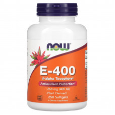 Вітамін Е, E-400, Now Foods, 268 мг (400 МО), 250 гелевих капсул