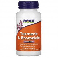 Куркумін і бромелайн, Turmeric & Bromelain, Now Foods, 90 вегетаріанських капсул