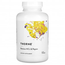 Бетаїну гідрохлорид + пепсин, Betaine HCL & Pepsin, Thorne, 225 капсул Бетаїну гідрохлорид + пепсин, Betaine HCL & Pepsin, Thorne, 225 капсул