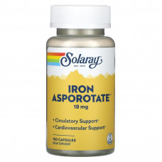 Залізо, Iron Asporotate, Solaray, 18 мг, 100 капсул