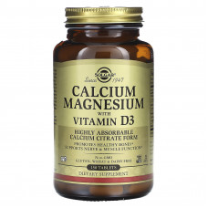 Кальцій і магній з вітаміном D3, Calcium Magnesium D3, Solgar, 150 таблеток