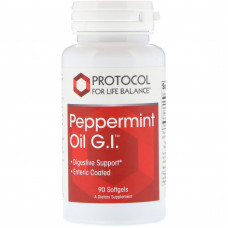 Олія м'яти перцевої, Peppermint Oil GI, Protocol for Life Balance, 90 гелевих капсул Олія м'яти перцевої, Peppermint Oil GI, Protocol for Life Balance, 90 гелевих капсул
