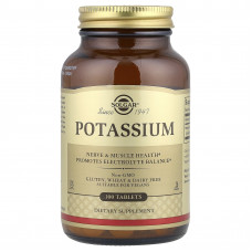 Калій, Potassium, Solgar, 99 мг, 100 таблеток Калій, Potassium, Solgar, 99 мг, 100 таблеток