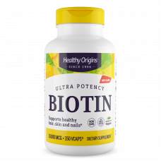 Біотин, Biotin, Healthy Origins, надвисока концентрація, 10,000 мкг, 150 веганських капсул