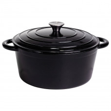 Каструля чавунна емальована 6,5 л, чорний Yiwu HP-FLG-3 BLACK Каструля чавунна емальована 6,5 л, чорний Yiwu HP-FLG-3 BLACK