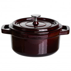 Кокотниця чавунна емальована 2 л, бургунді Yiwu HP-FLG-8 burgundy