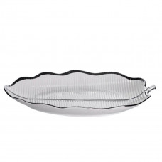 Порцелянова менажниця «Листок» з чорним обідком 2 секції 35,5*24*4 см ML6046 Порцелянова менажниця «Листок» з чорним обідком 2 секції 35,5*24*4 см ML6046