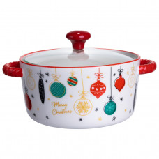 Супниця порцелянова Merry Christmas новорічна 800 (мл) з кришкою Yiwu FM-CS-9B Супниця порцелянова Merry Christmas новорічна 800 (мл) з кришкою Yiwu FM-CS-9B