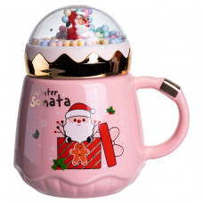 Чашка порцелянова з кришкою Christmas 400 (мл) Рожева Yiwu FM-CS-41C Чашка порцелянова з кришкою Christmas 400 (мл) Рожева Yiwu FM-CS-41C