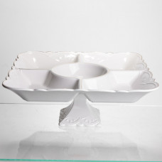 Менажниця на ніжці White Square 31.5*31.5 см порцелянова на 5 секцій Yiwu 120-YH-HG058 Менажниця на ніжці White Square 31.5*31.5 см порцелянова на 5 секцій Yiwu 120-YH-HG058