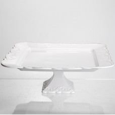 Блюдо на ніжці квадратне порцелянове Pearl 30,5*30,5 см Yiwu 120-YH-HG039 Блюдо на ніжці квадратне порцелянове Pearl 30,5*30,5 см Yiwu 120-YH-HG039