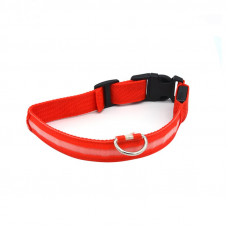 Светодиодный LED ошейник USB светящийся для собак и котов Red S
