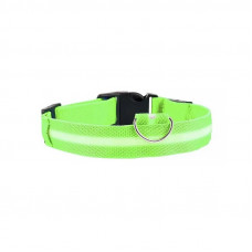 Светодиодный LED ошейник USB светящийся для собак и котов Green S