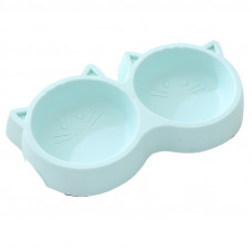 Миска для кошек Taotaopets Cat 123307 двойная пластиковая Blue