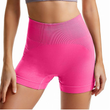 Шорты женские 1802# бесшовные для фитнеса пуш ап push up Розовый электрик S