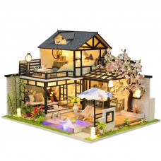 Кукольный дом конструктор DIY House P010-B Японский домик с садом сборный румбокс с LED подсветкой