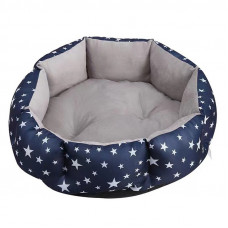 Лежак для котов собак круглый SY-2022-1208 Blue Stars L 60*18 см