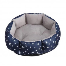 Лежак для котов собак круглый SY-2022-1208 Blue Stars M (50*18 см)