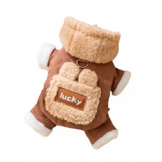 Комбинезон с капюшоном для собак Lucky 2410SXMJ0173 тедди с петлей для поводка Brown M