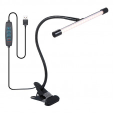 Настольная LED лампа M006-1 с прищепкой переносная светодиодная гибкая USB Black