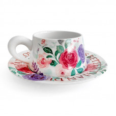 Сувенирный подарочный кофейный набор Spring Flowers чашка+блюдце+подарочная коробка керамический Сувенирный подарочный кофейный набор Spring Flowers чашка+блюдце+подарочная коробка керамический
