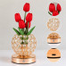 Настольная лампа LED светильник ночник Tulips Crystal SJP0723002 в виде букета тюльпанов в хрустальном шаре Red