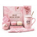 Подарочный наборSpa Gift Basket Set 05 из 7 предметов мыло бомбочка для ванны ароматические свечи гипсофила повязка чашка с ложкой Pink
