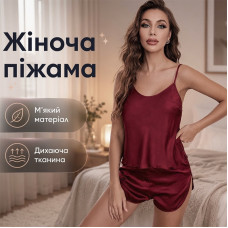 Комплект женской пижамы 2299 Красный атласная майка с шортами L