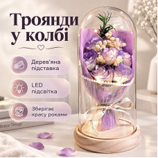 Букет роз в колбе с LED подсветкой ночник на батарейках Purple Букет роз в колбе с LED подсветкой ночник на батарейках Purple