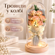 Букет роз в колбе с LED подсветкой ночник на батарейках Light Brown Букет роз в колбе с LED подсветкой ночник на батарейках Light Brown