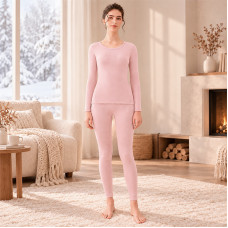 Комплект женского термобелья 8099 Light pink антибактериальный мягкий эластичный XL