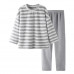 Комплект женской пижамы Stripes Серый рубашка с длинным рукавом и штанами одежда для дома теплый флисовый M