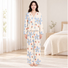 Комплект женской пижамы Blue flower рубашка с длинным рукавом и штанами одежда для дома XL Комплект женской пижамы Blue flower рубашка с длинным рукавом и штанами одежда для дома XL