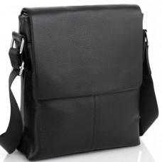 Чоловіча сумка планшет через плече 23х26х6, шкіряна барсетка Tiding Bag SK A75-181 чорна