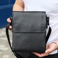 Сумка месенджер 21.5x25x7 шкіряна барсетка для чоловіків Tiding Bag 35775 чорна