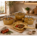 Золотой Набор посуды с гранитным покрытием Top Kitchen TK000103 3 кастрюли + сковорода-гриль