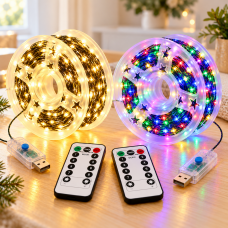 Гирлянда "Роса" 60 м 600 LED / Гирлянда с USB и пультом ДУ, зеленый провод