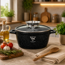 Черная Кастрюля Top Kitchen с мраморным покрытием и стеклянной крышкой TK00051 20 см 2,1л Черная Кастрюля Top Kitchen с мраморным покрытием и стеклянной крышкой TK00051 20 см 2,1л