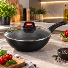 Антипригарная глубокая сковорода с крышкой WOK Benson 26см BN-835