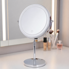 Двухстороннее зеркало для макияжа 8″ с LED подсветкой увеличение 3X