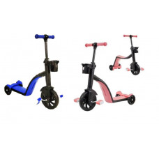 Детский самокат трансформер беговел с корзинкой Best Scooter 3 в 1