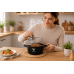 Черная Кастрюля Top Kitchen с мраморным покрытием и стеклянной крышкой TK00051 20 см 2,1л