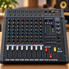 Аудио микшер 8 канальный Mixer BT 808D 8CH / Звуковой пульт-микшер усилитель с 16-битным процессором