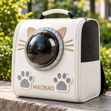 Белый Рюкзак-переноска для кошек S-cat с смотровым окном и вентиляцией