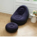 Надувной диван с пуфом Air Sofa / Надувное велюровое кресло с пуфиком+насос Фиолетовый