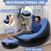 Надувной диван с пуфом Air Sofa / Надувное велюровое кресло с пуфиком+насос Голубой Надувной диван с пуфом Air Sofa / Надувное велюровое кресло с пуфиком+насос Голубой