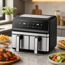 Двухкамерная аэрофритюрница Sokany SK-10041 10 л / Аэрогриль с сенсорным управлением на 10 программ 3000 Вт Двухкамерная аэрофритюрница Sokany SK-10041 10 л / Аэрогриль с сенсорным управлением на 10 программ 3000 Вт