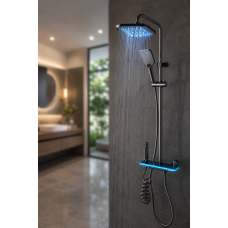Душ/смеситель Faucet (CRH-8921 многофункциональный с LED ГИДРОЭНЕРГЕТИКОЙ металл / Душевая система с верхним и ручным душем / Душевая система для ванны